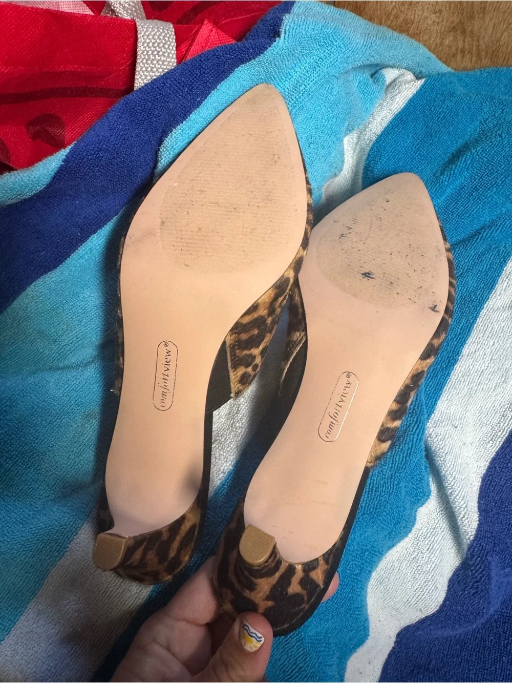 Comfortview Leopard Print Pointed Toe Slip-On Mules - Angeline 15634 size 10ww